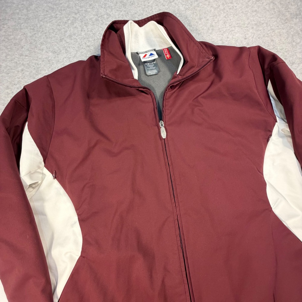 Majestic Therma Base Jacket Mens Medium Maroon White Full Zip Fleece Lined